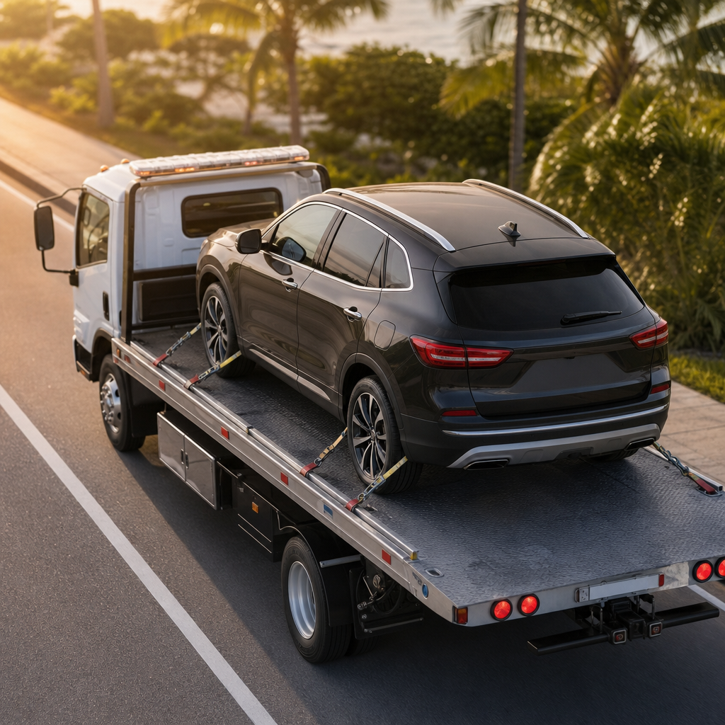 Driver Resources/breakdown Near Busy Intersection West Palm Beach Safe Next Steps — flatbed towing image in West Palm Beach